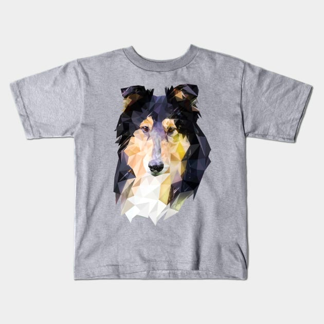 Rough Collie (Low Poly) Kids T-Shirt by lunaroveda